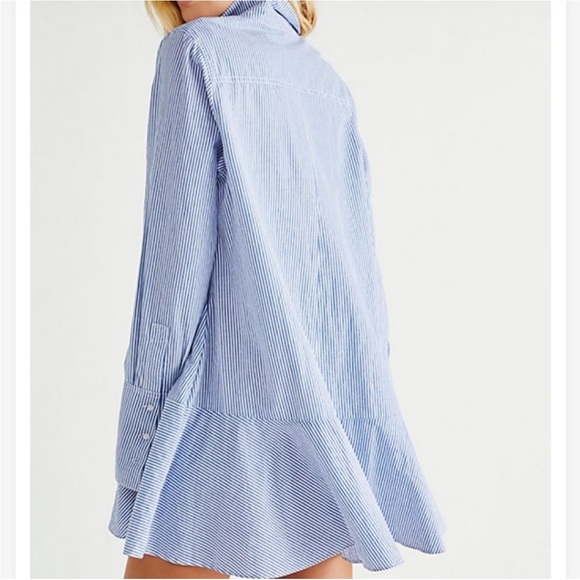 Free People All for You Striped Tunic Mini Shirt Dress - Picture 3 of 8